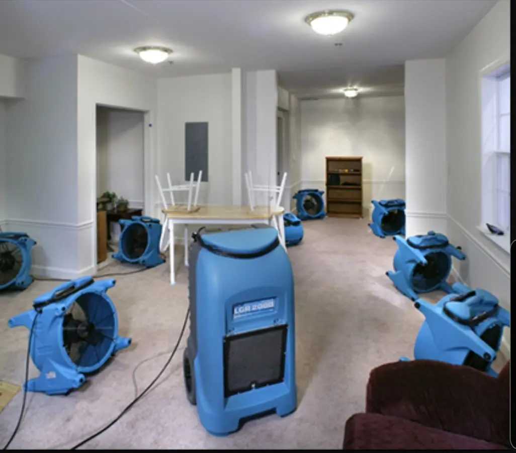 Air movers and dehumidifier setup for Water Extraction & Removal in Central Falls